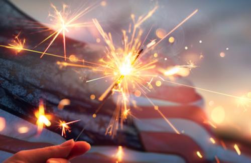 Sparkler with United States Flag