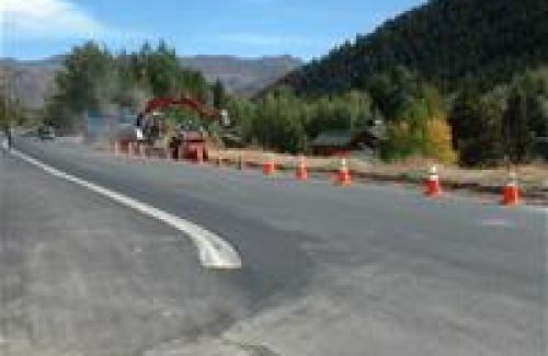 Street lined with construction cones