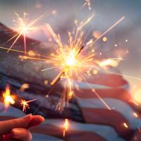 Sparkler with United States Flag