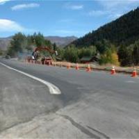 Street lined with construction cones