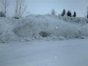 Big snow bank along the road