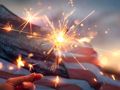 Sparkler with United States Flag